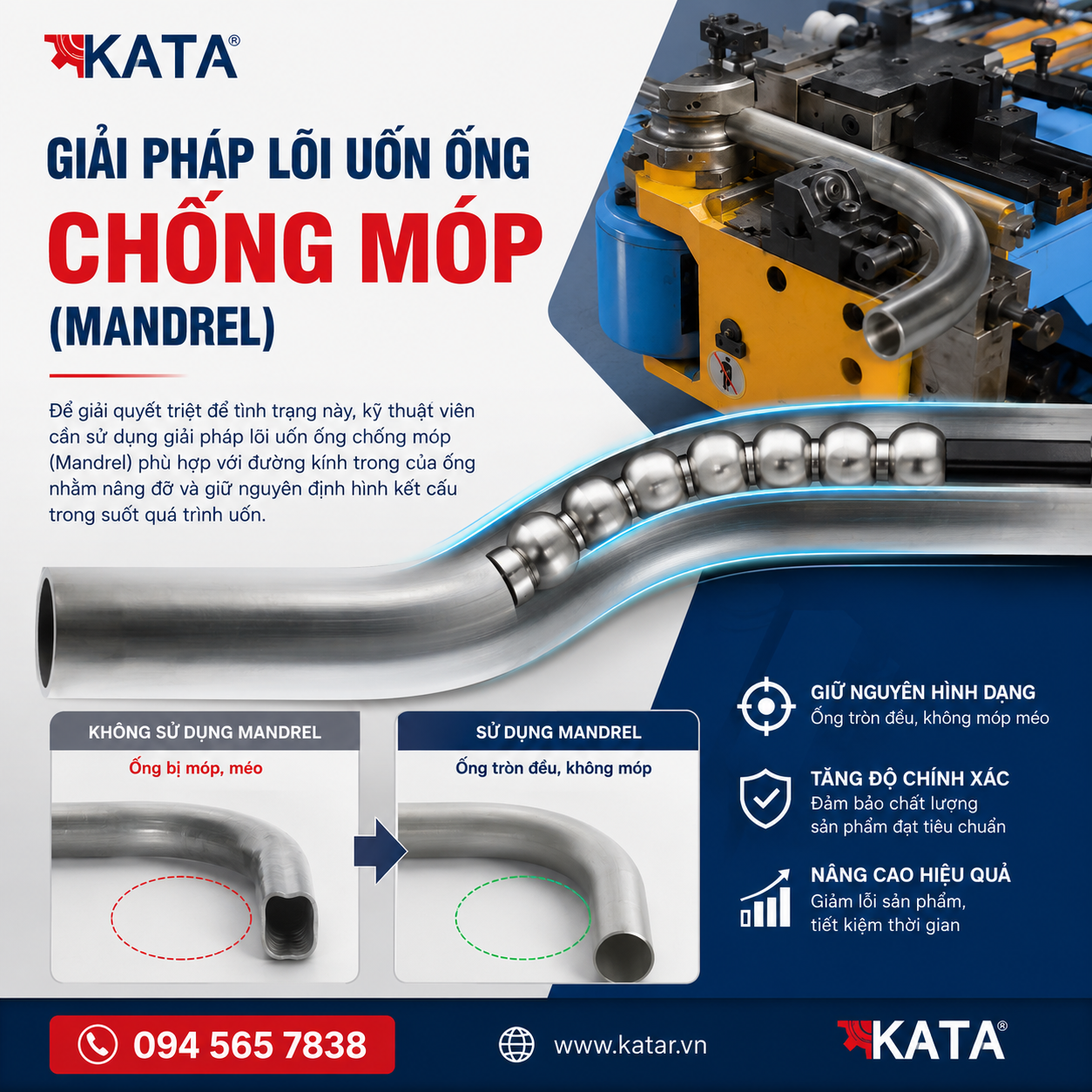 Lõi uốn ống chống móp (Mandrel)
